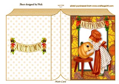 Little Lady with Pumkin in Autumn Frame Folded Book