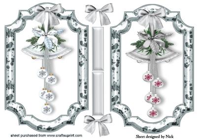 Christmas Bells with Bows in Frames Toppers