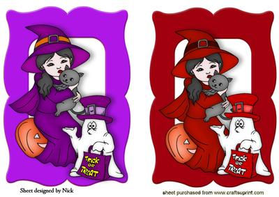 Cute Witches with Cats and Little Ghosts Toppers