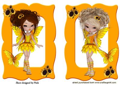 Autumn Fairies with Sunflowers Toppers