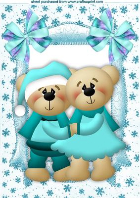 Cuddles to Keep Warm Cute Pair of Teddies A4