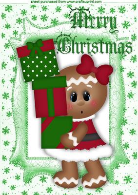 Cute Little Gingerbread Girl Carrying Presents A4
