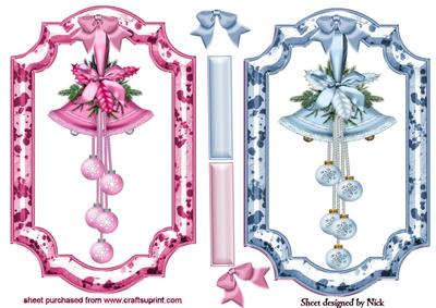 Pink and Blue Bells with Bows Toppers