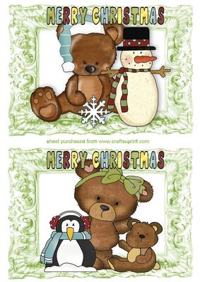 Christmas Teddy Toppers in Ornate Frames