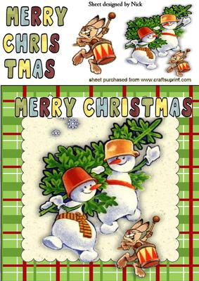 Snowmen Carrying a Christmas Tree