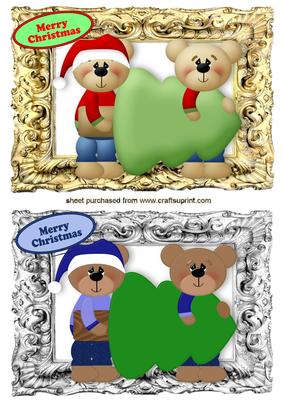 Cute Little Bears Carrying a Christmas Tree Toppers