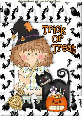 Little Witchywoo! with Her Black Cat A4