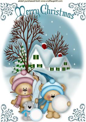 Cute Little Critters Playing in the Snow A4