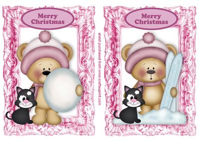 Cute Little Teddies in Pink with Little Kitties Toppers