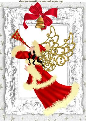 Christmas Angel with Bells in Silver Frame A4