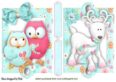 Cute Little Deer, and Owls in Frames Toppers