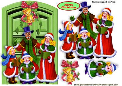 Family Carol Singing with Bells on a Door