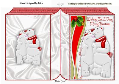Cute Loved Up Polar Bears with Holly Folded Book