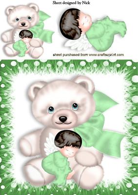 Teddy Bear with Cute Cuddles Angel 8x8