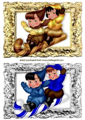 Boys on Candy Canes in Frames Toppers