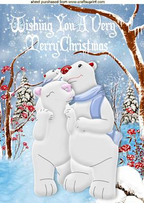 Cute Loved Up Polar Bears in the Snow A4