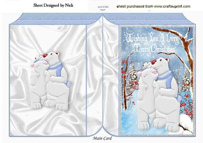 Cute Loved Up Polar Bears in the Snow Folded Book