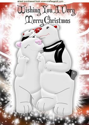 Cuddling Polor Bear Wearing Black Scarf A4