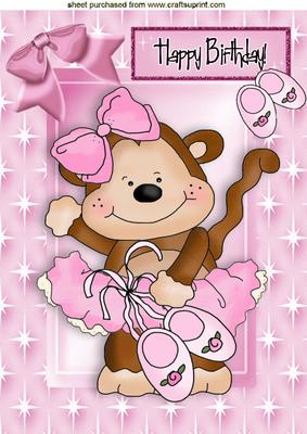 Little Ballerina Monkey with Her Dancing Shoes A4