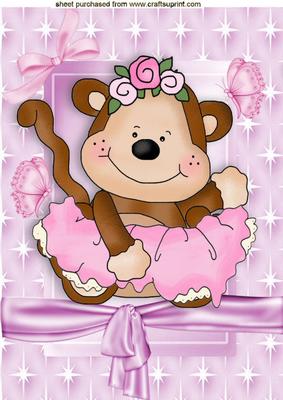 Little Ballerina Monkey in Star Frame A4