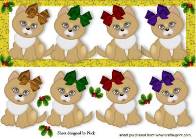 Four Cute Christmas Kitties with Bows Dl