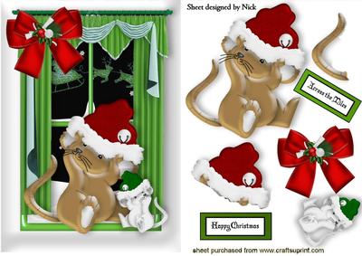 Cute Little Christmas Mice in the Window