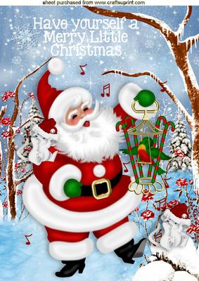 Santa with Little Bird and Mice A4