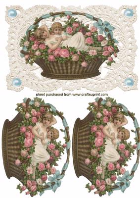 Vintage Basket of Children Quick Card