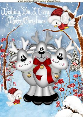 Reindeers and Robins in the Snow A4