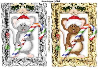Christmas Mice Toppers with Candy Cane