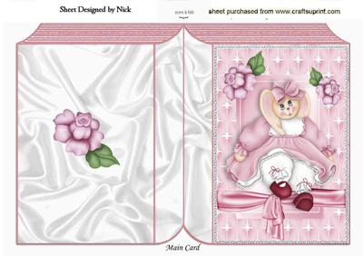Cute Little Bunny Girl in Pink with Roses Fold Book