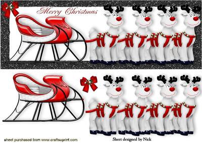 Reindeers and Santas Sleigh with Bow Dl