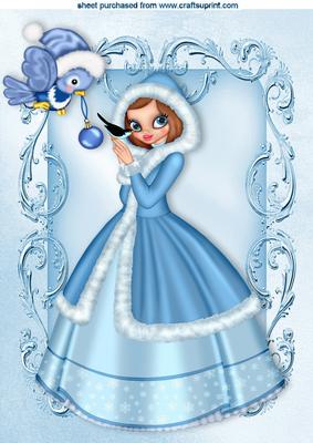 I Have a Present for You! Lovely Lady in Blue A4