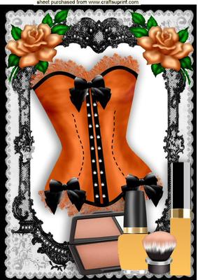 Beautiful Orange Basque with Makeup and Roses A4