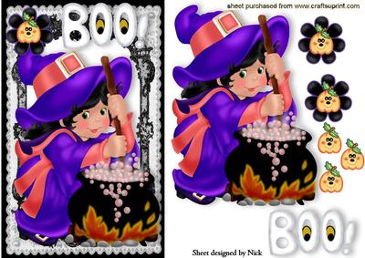 Boo! with Little Witchy Woo in Lace Frame