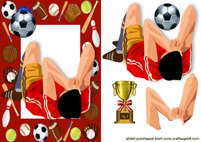 Footballer with Trophy Cup in Sports Frame