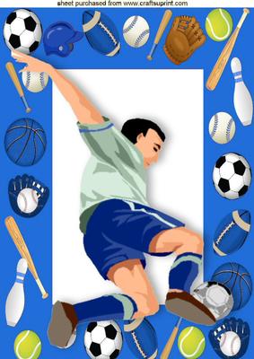 Footballer in Blue Sports Frame A4