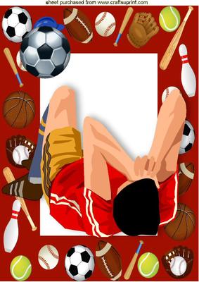 Footballer Laying Down in Red Sports Frame A4