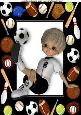 Boy Having a Kick About in Sports Frame A4