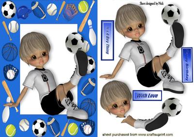 Boy Having a Kick About in Blue Sports Frame