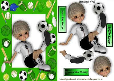 Boy Having a Kick About in Green Sports Frame