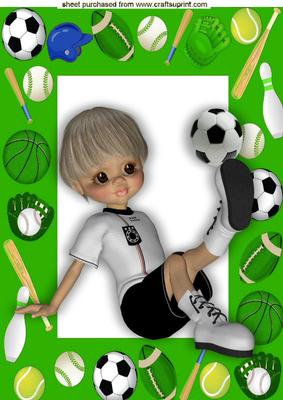 Boy Having a Kick About in Green Sports Frame A4