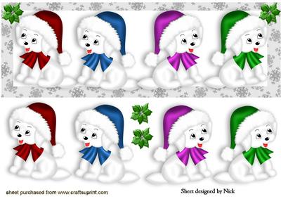 Cute Little Puppies in Santa Hats Dl