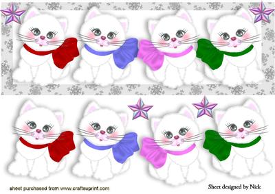 Cute White Kittens with Big Bows Dl