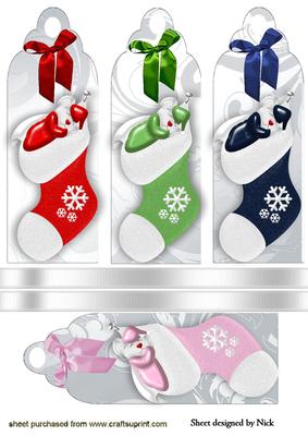 Cute Sleepy Mice in Christmas Stockings Bookmarks
