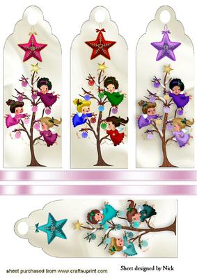 Little Christmas Angels with Stars Bookmarks