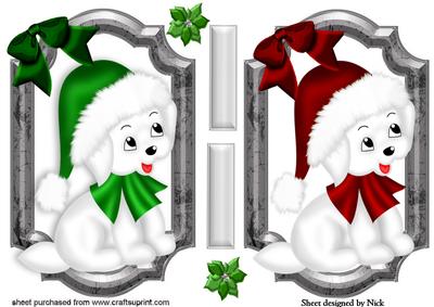 Cute Puppy's in Santa Hat in Frames Toppers
