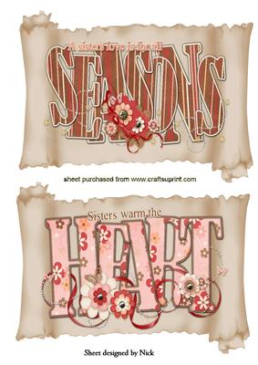 Sisters Warm the Heart, on a Scroll Toppers