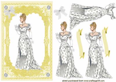 Elegant Lady on Pretty Gold Lace Frame