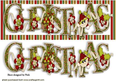 Lovely Christmas Word in Vintage Colours and Frame Dl